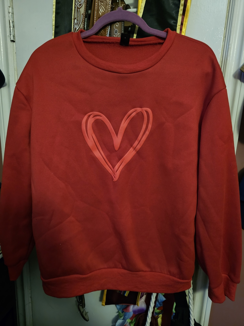 SHEIN Red Heart Crewneck Sweater